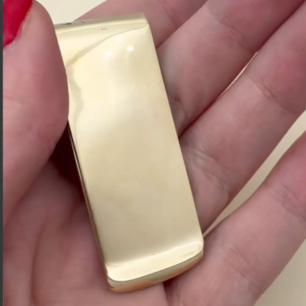 Personalized Money Clip in Heavyweight Solid 14K Gold - Image 3