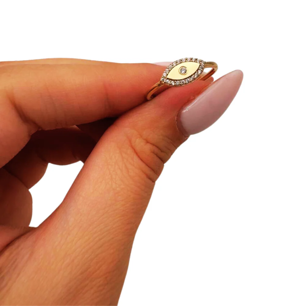 Diamond Evil Eye Ring in 14K Gold - Image 4