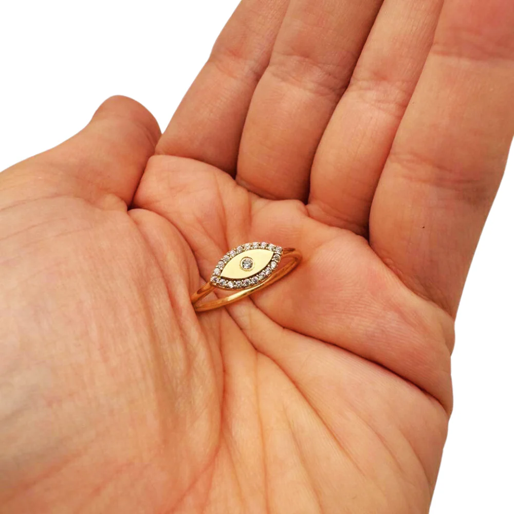 Diamond Evil Eye Ring in 14K Gold - Image 5