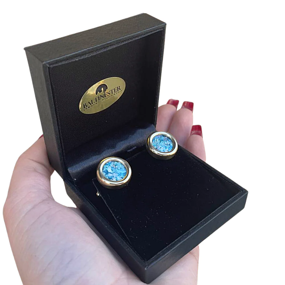 14k Gold Roman Glass Round Cufflinks - Image 5