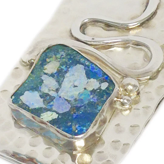 Hammered Silver Roman Glass Money Clip - Image 3