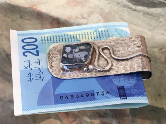 Hammered Silver Roman Glass Money Clip - Image 4
