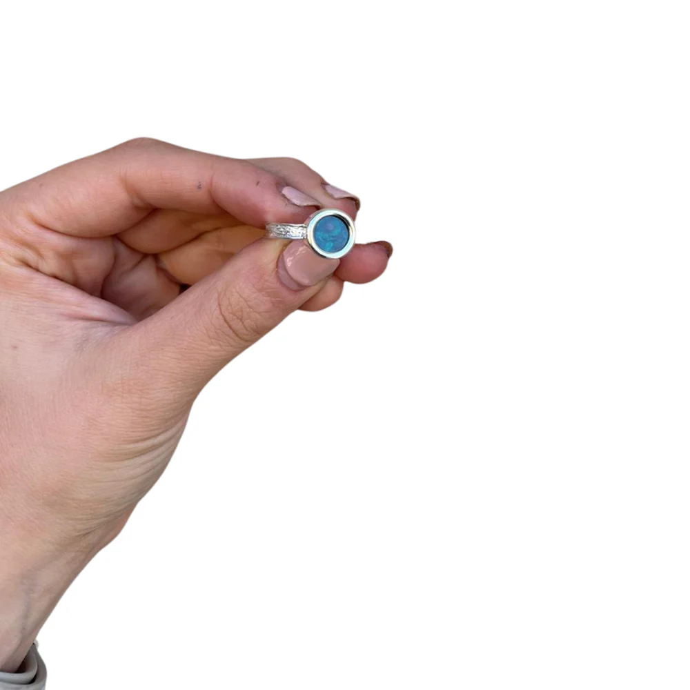 Silver and Eilat Stone Solar Ring - Image 3