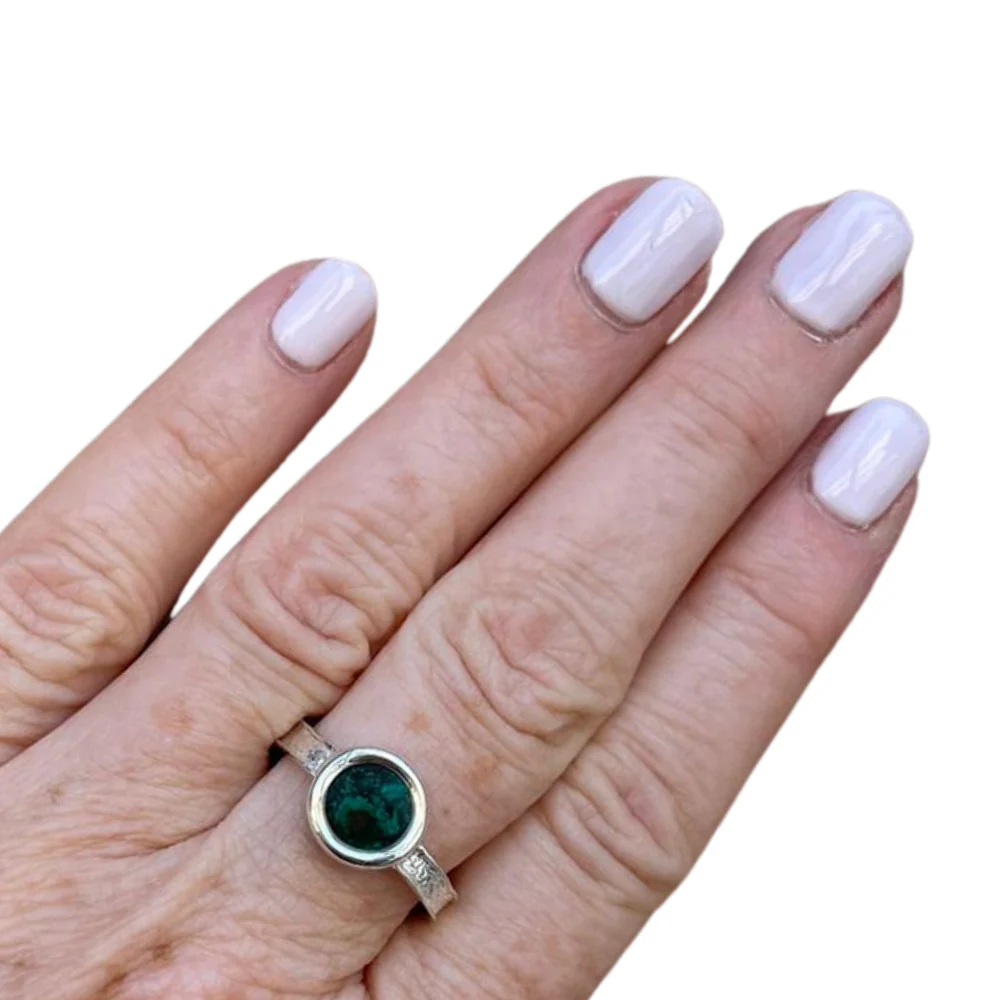 Silver and Eilat Stone Solar Ring - Image 4
